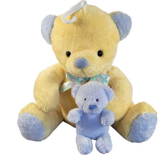 Carters Yellow Blue Baby Bear Plush 8" w/ Mini Bear Musical Lullaby Stuffed Toy - Picture 1 of 15